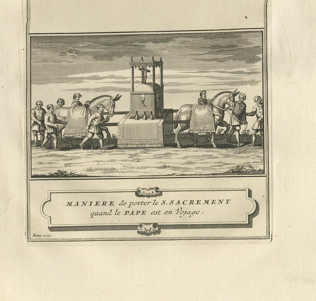 Antique Print of the Holy Sacrament by Picart, circa 1725 In Good Condition For Sale In Langweer, NL