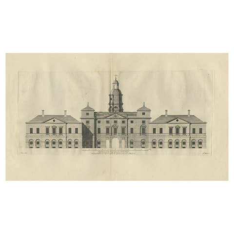 Antique Print of the Horse Guards at Whitehall, Westminster, London, ca.1770