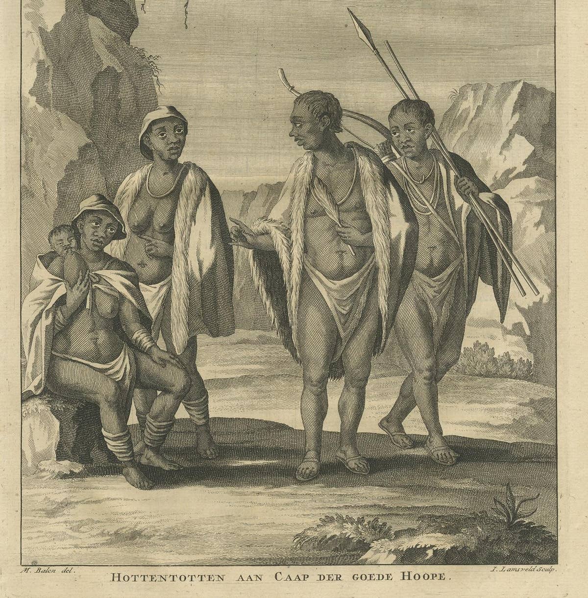 Antique Print of the Khoikhoi of Cape of Good Hope by Valentijn, 1726