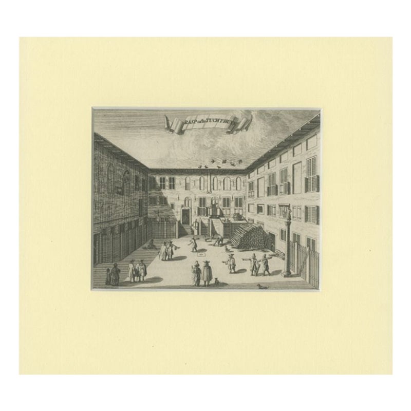 Antique Print of the House of Correction in Amsterdam by Commelin, 1693 For Sale