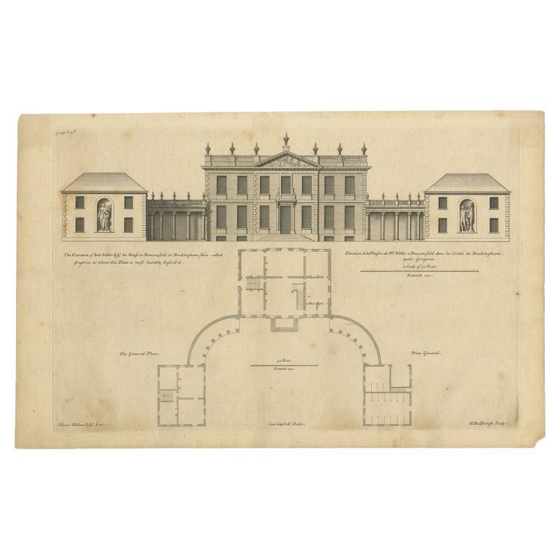 Antique Print of the House of John Waller by Campbell, 1725 For Sale