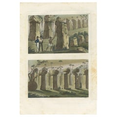 Antique Print of the House of the Ancients, Island of Tinian, by Ferrario '1831'