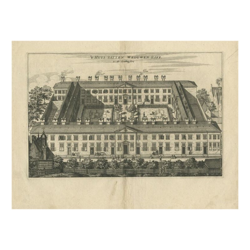 Impression ancienne du "Huiszitten Weduwenhof" par Dapper, 1663