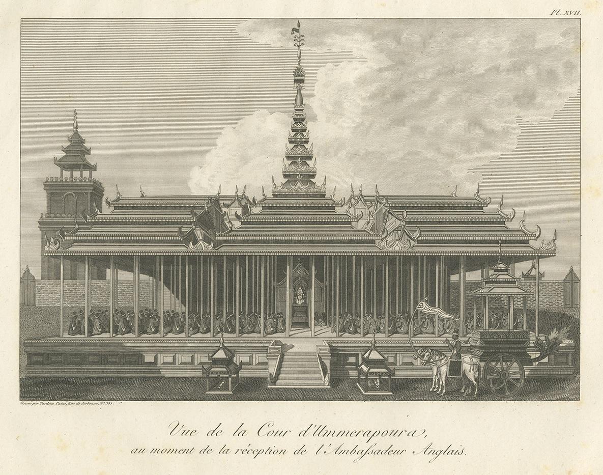 Antique Print of the Imperial Court in Ummerapoura by Symes, '1800' In Good Condition For Sale In Langweer, NL