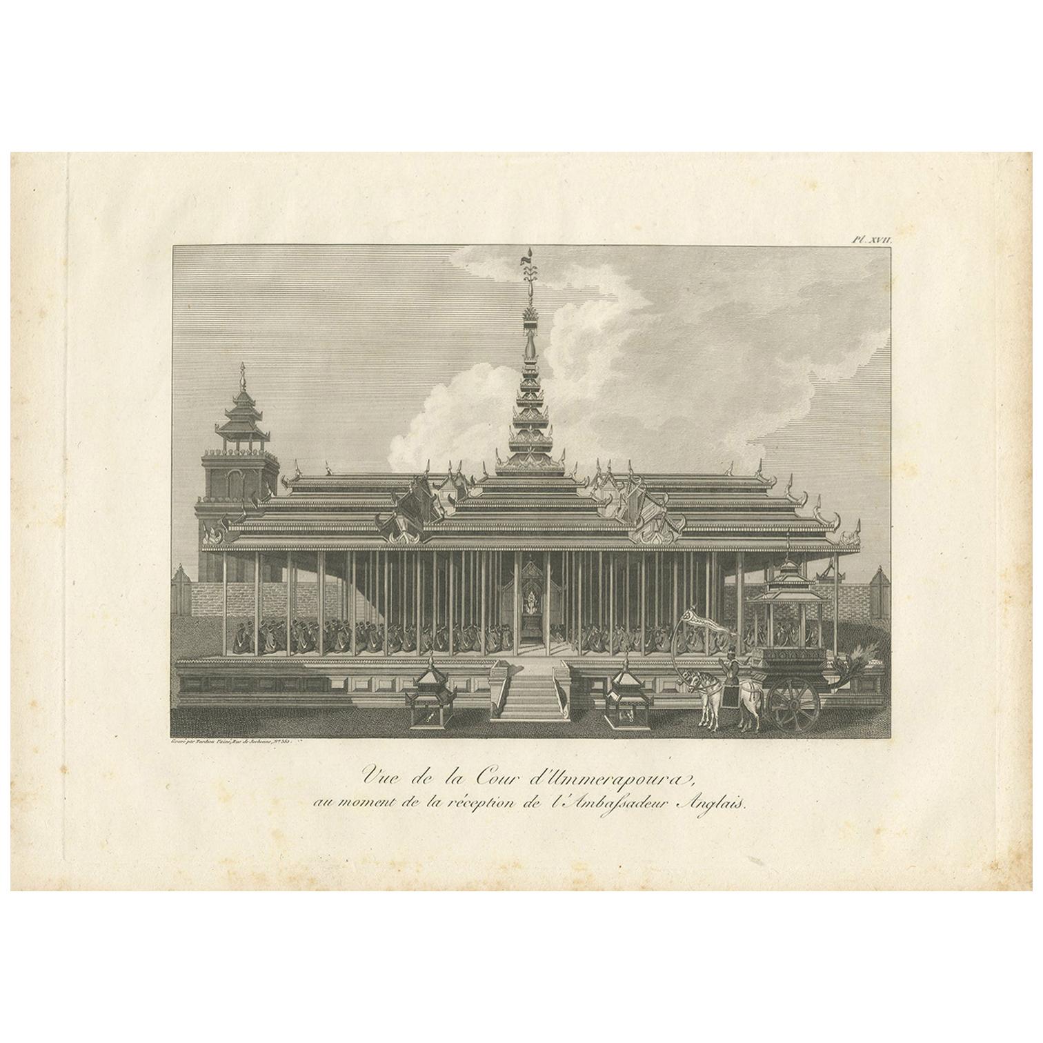 Antique Print of the Imperial Court in Ummerapoura by Symes, '1800' For Sale