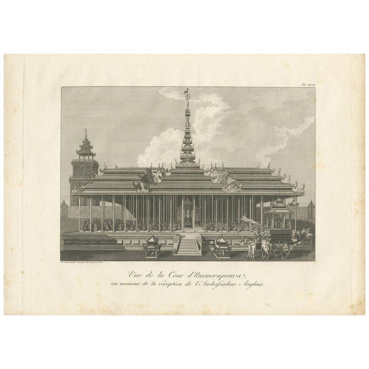 Antique Print of the Imperial Court in Ummerapoura by Symes, 1800