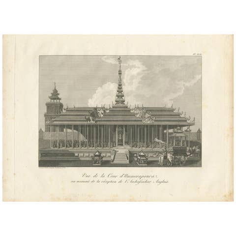 Antique Print of the Imperial Court in Ummerapoura by Symes, 1800