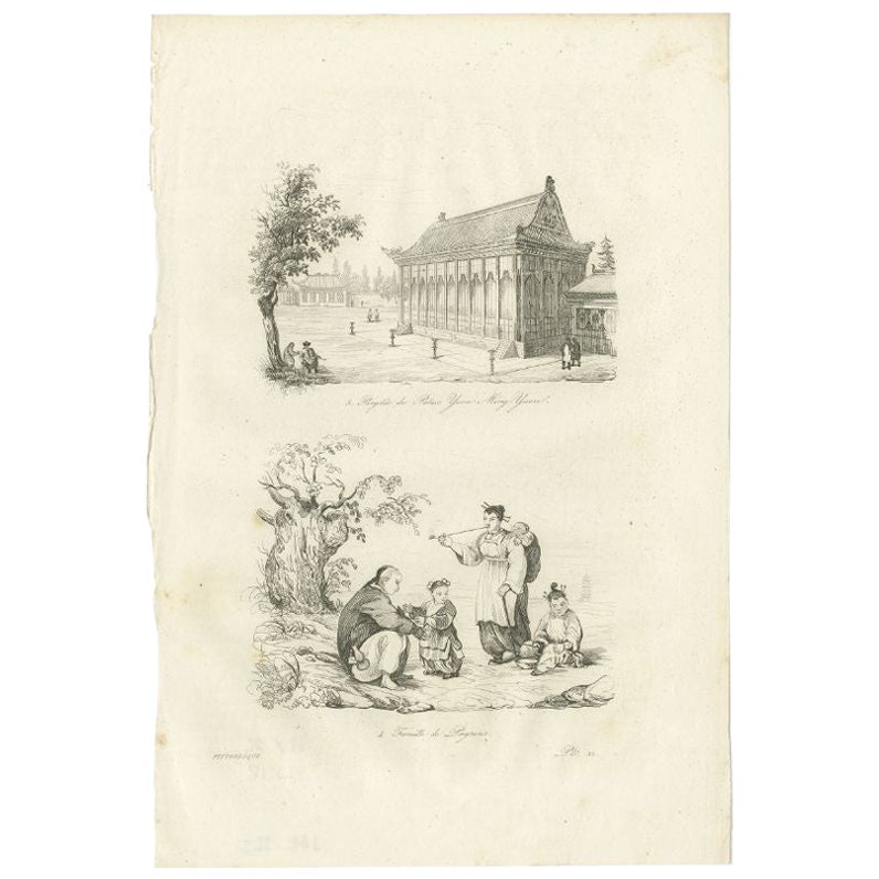 Impression ancienne du palais impérial de Yuen-Ming-Yuen et de la famille chinoise, 1834