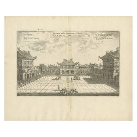 Antique Print of the Imperial Palace in Peking by Nieuhof, 1668