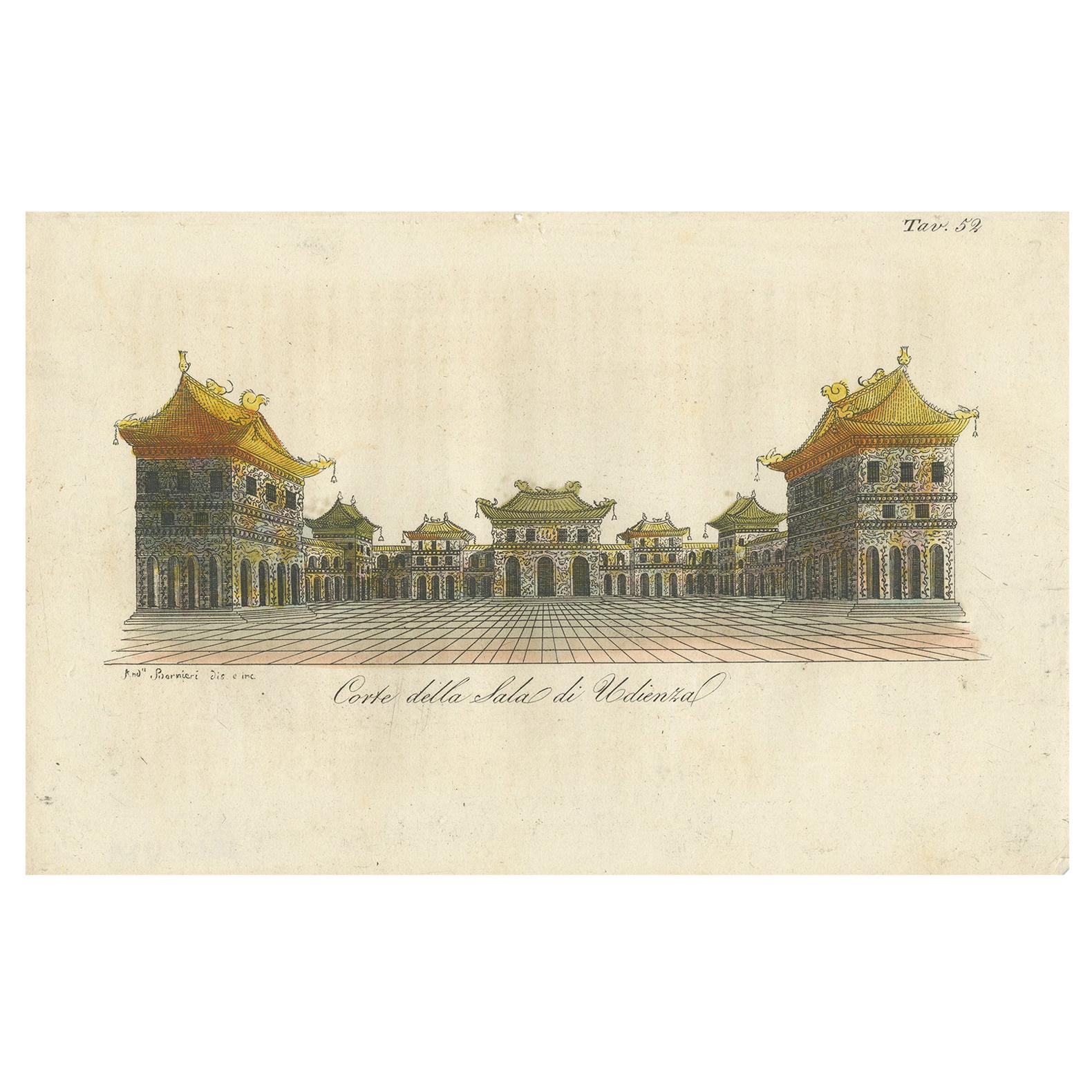 Antique Print of the Imperiall Hall of Audience by Ferrario '1823' For Sale