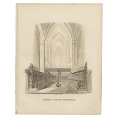 Antique Print of the Interior of Lund Cathedral by Sandberg, c.1864