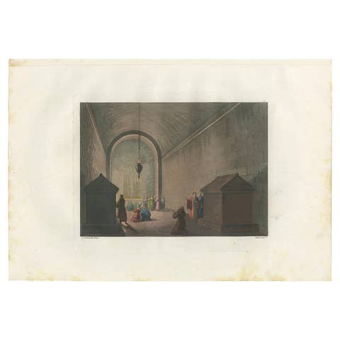 Antique Print of the Interior of the Chapel of Mount Calvary by Ferrario '1831'