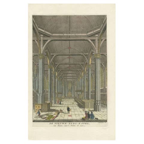 Antique Print of the Interior of the 'Nieuwezijds Kapel' by Goeree, 1765