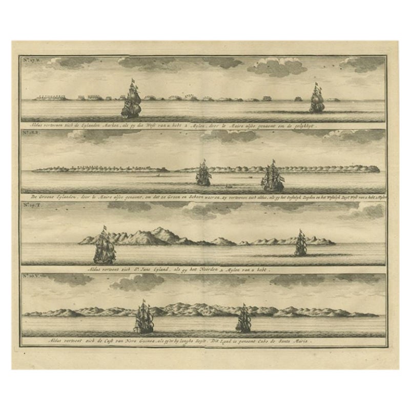 Antiker Druck der Inseln von Marken, Neuengland und anderen, 1726