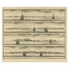 Antiker Druck der Inseln von Marken, Neuengland und anderen, 1726