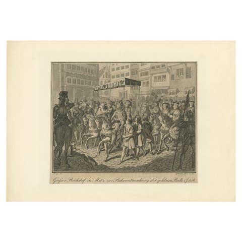 Antique Print of the Issue of the Golden Bull of 1356 by Böttger, c.1820
