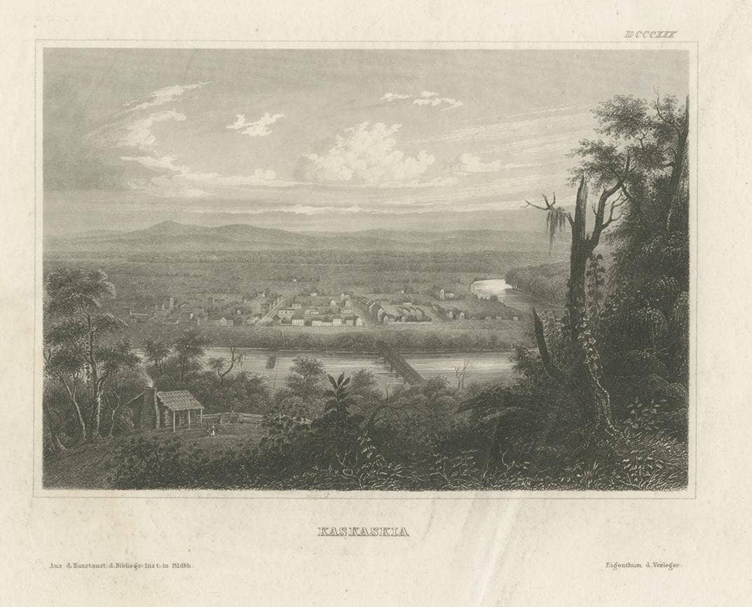 Antique Print of the Kaskaskia River by Meyer, circa 1850
