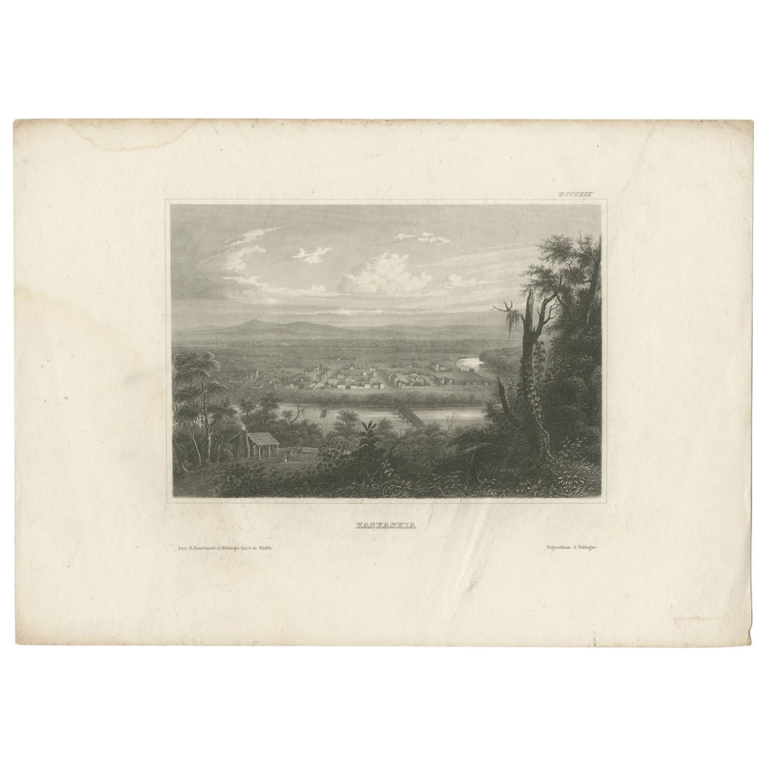 Antique Print of the Kaskaskia River by Meyer, circa 1850 For Sale