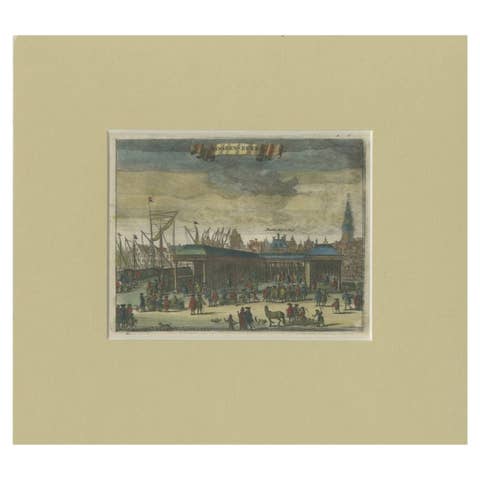 Antique Print of the 'Korenbeurs' in Amsterdam by Commelin, 1726