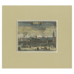 Antique Print of the 'Korenbeurs' in Amsterdam by Commelin, 1726