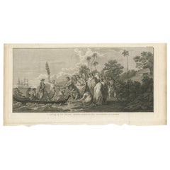 Impression ancienne du détroit de l'île de Middelburg par Cook, 1803
