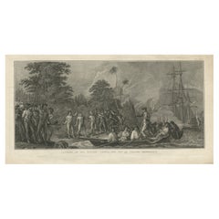 Antiker antiker Druck des Ausblicks auf Tanna Island von Cook, 1803