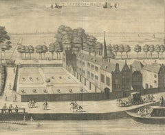 Antique Print of the Leper's House in The Hague, The Netherlands