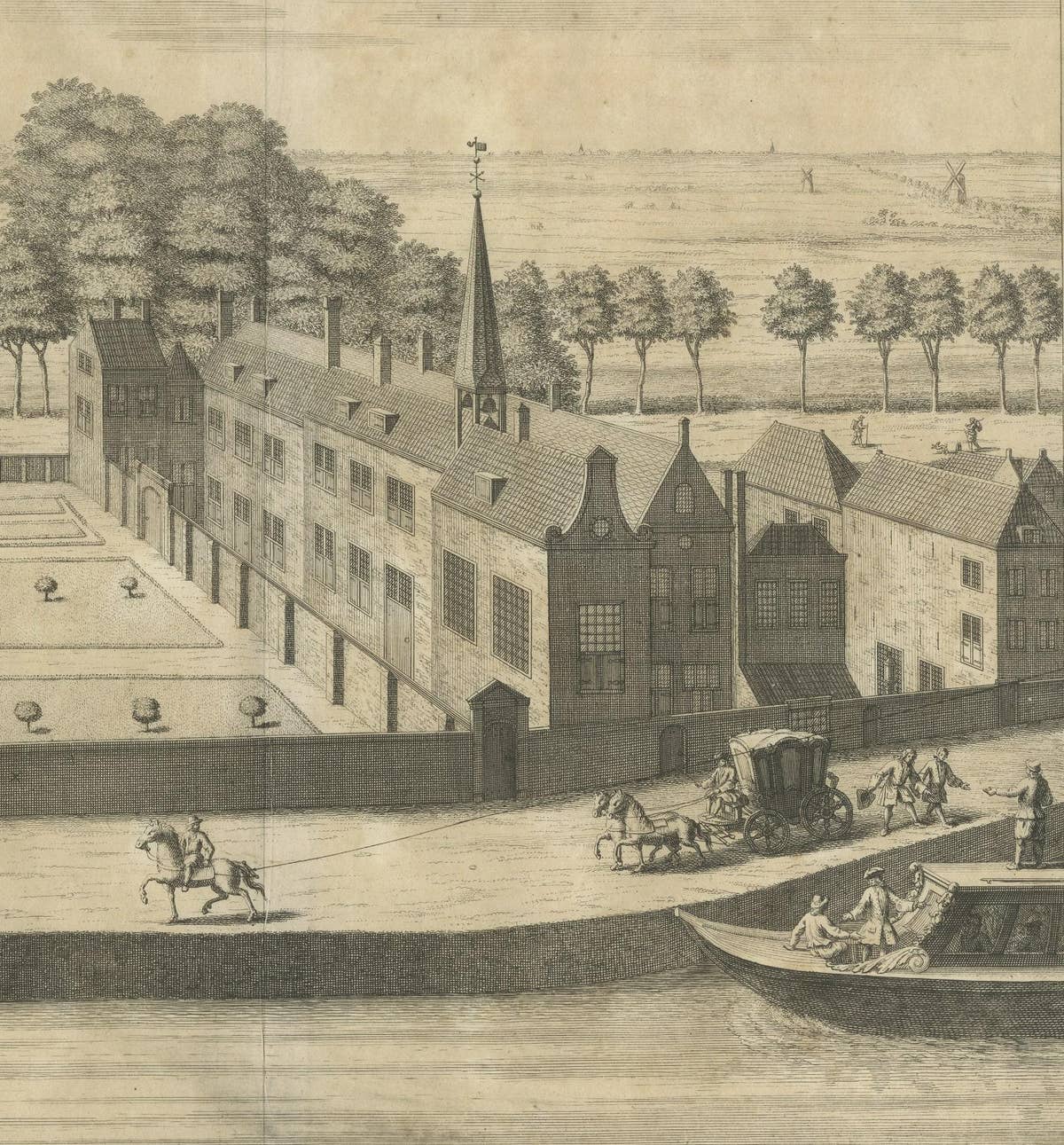 Antique Print of the Leper's House in The Hague, The Netherlands