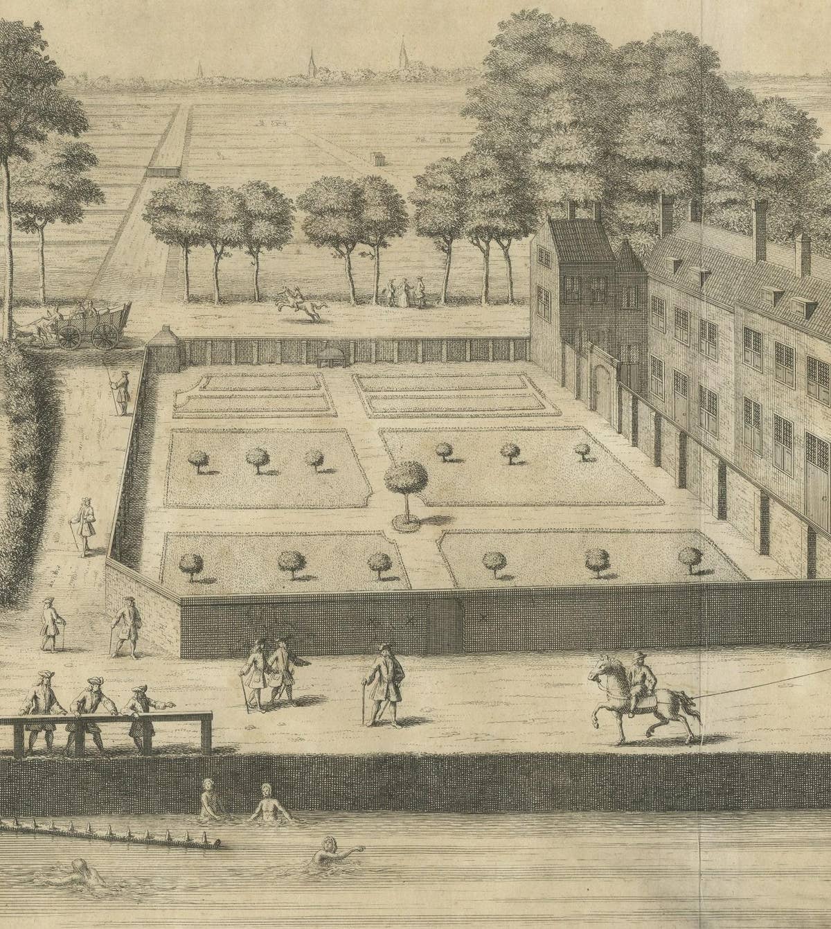 Antique Print of the Leper's House in The Hague, The Netherlands
