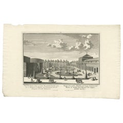 Antique Print of the Lower Building with Ground Floors by Wolff '1738'