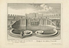 Antique Print of the Lower Cascade by Wolff '1737'
