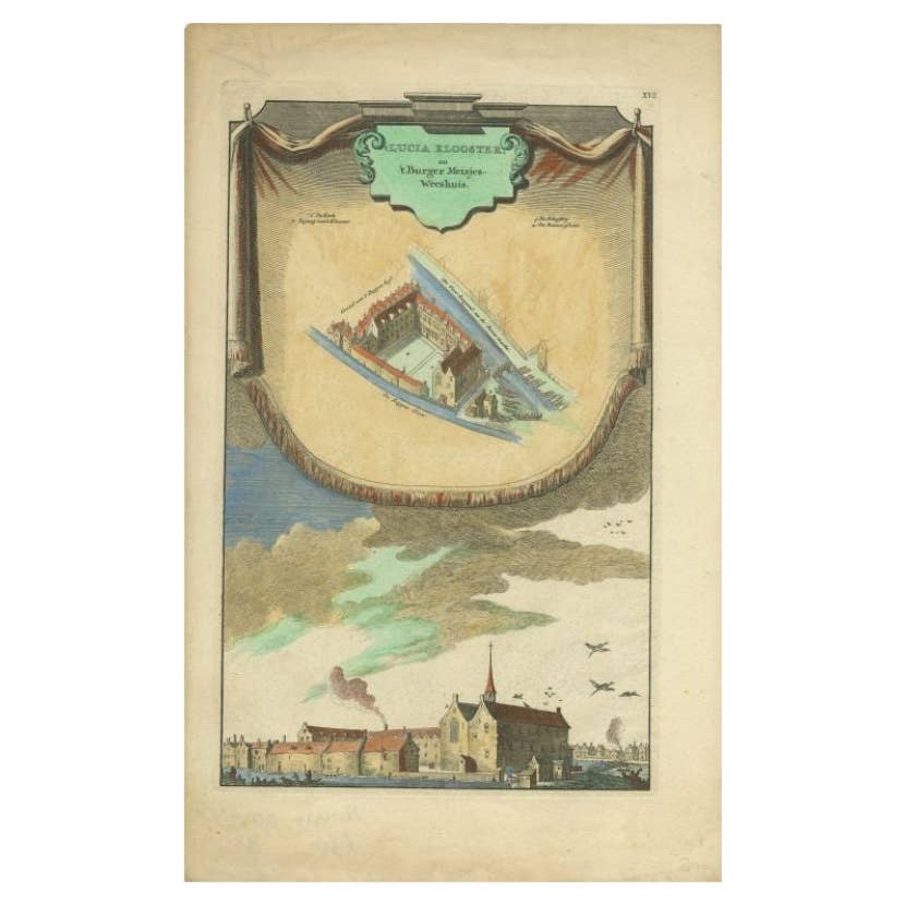 Antique Print of the Lucia Monastery by Wagenaar, c.1760