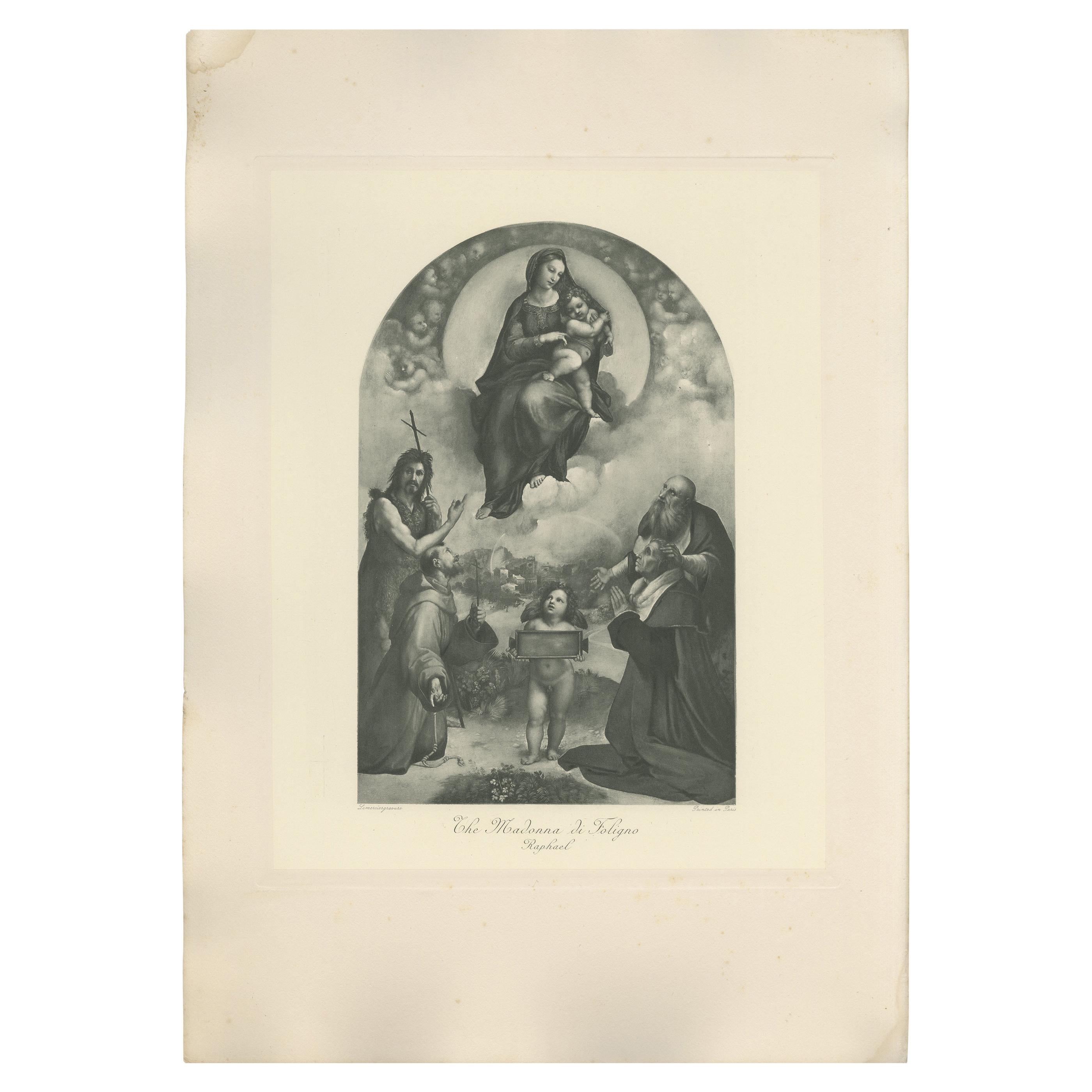 Antique Print of 'The Madonna di Foligno' Made after Raphael 'c.1890'