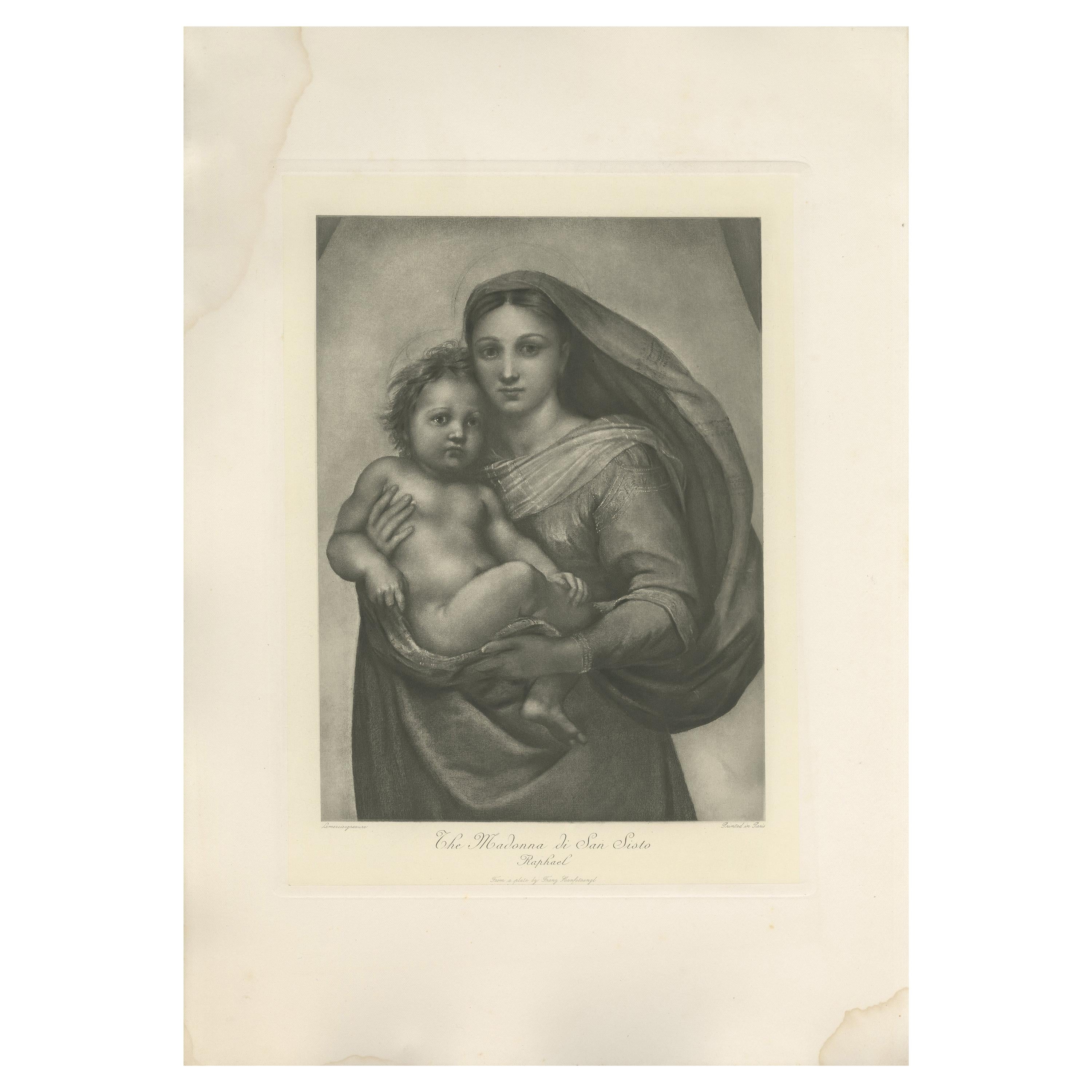 Antique Print of 'The Madonna di San Sisto' Made after Raphael 'c.1890' For Sale