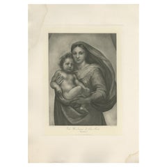 Antique Print of 'The Madonna di San Sisto' Made after Raphael 'c.1890'