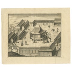 Antique Print of the Main Shintô Shrine at Ise by Kaempfer, '1733'