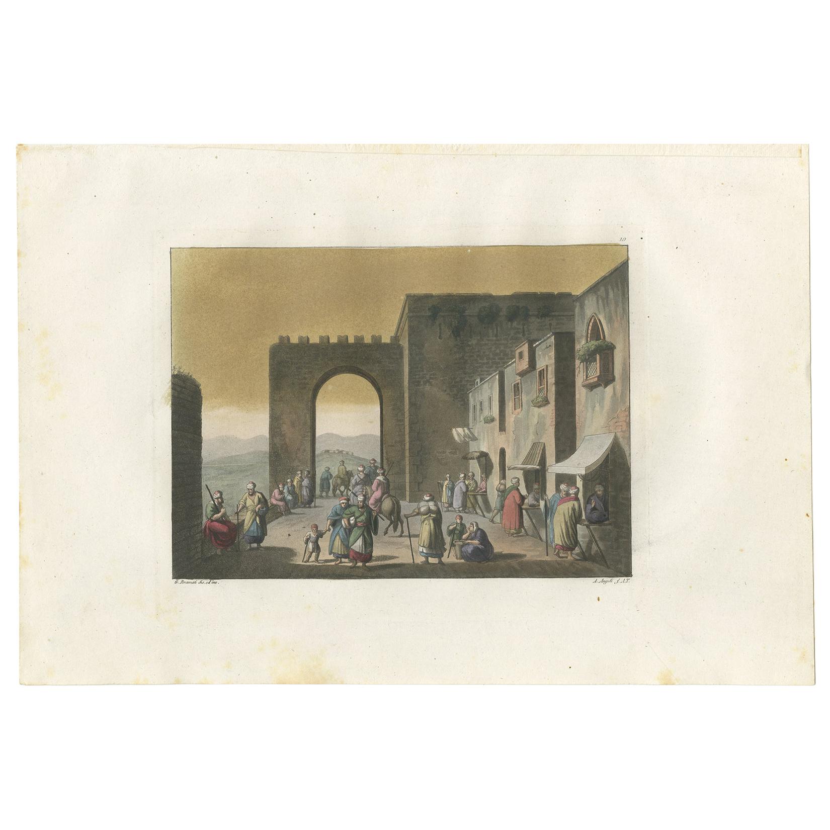 Antique Print of the Main Street of Bethlehem by Ferrario, '1831' For Sale