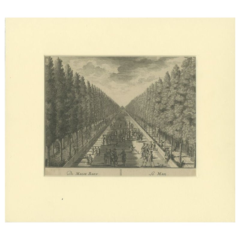 Antique Print of the Maliebaan by Stoopendaal, 1725