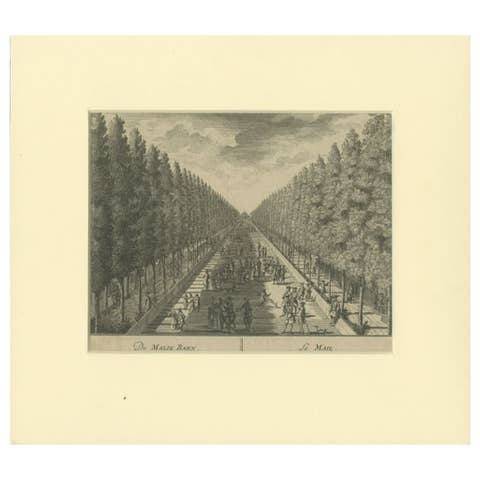 Antique Print of the Maliebaan by Stoopendaal, 1725