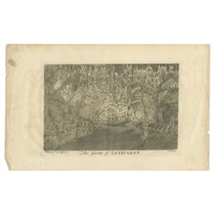 Antique Print of the Marble Cave of Antiparos by Mynde, c.1760 Antique Print of the Marble Cave of Antiparos by Mynde, c.1760