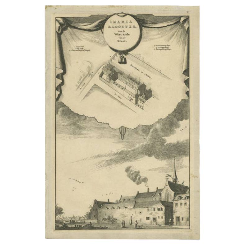 Antique Print of the Maria Monastery by Wagenaar, c.1760