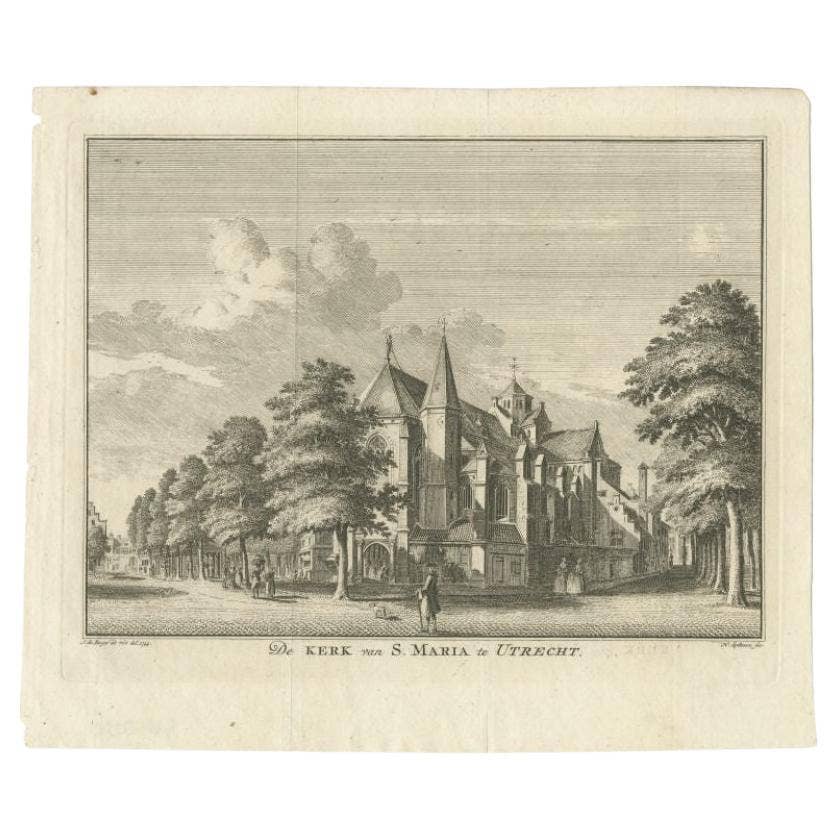 Antique Print of the Mariakerk in Utrecht by Spilman, c.1748