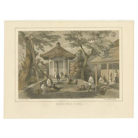 Antique Print of the Mariners Temple in Shimoda by Hawks, 1856