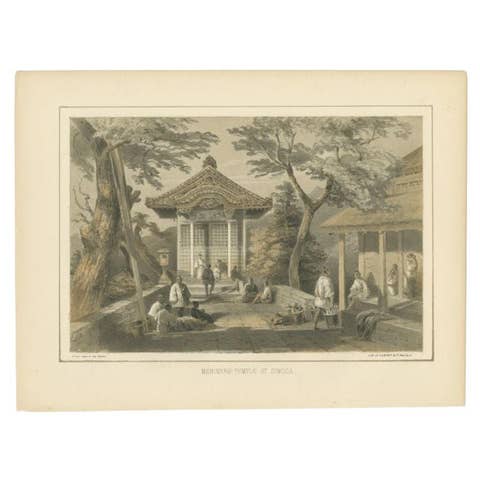 Antique Print of the Mariners Temple in Shimoda by Hawks, 1856