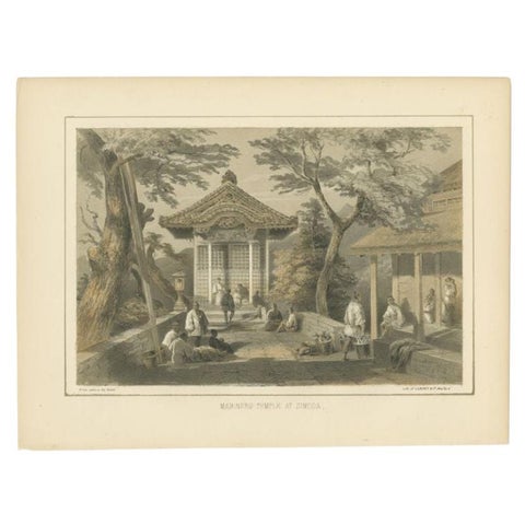Antique Print of the Mariners Temple in Shimoda by Hawks, 1856