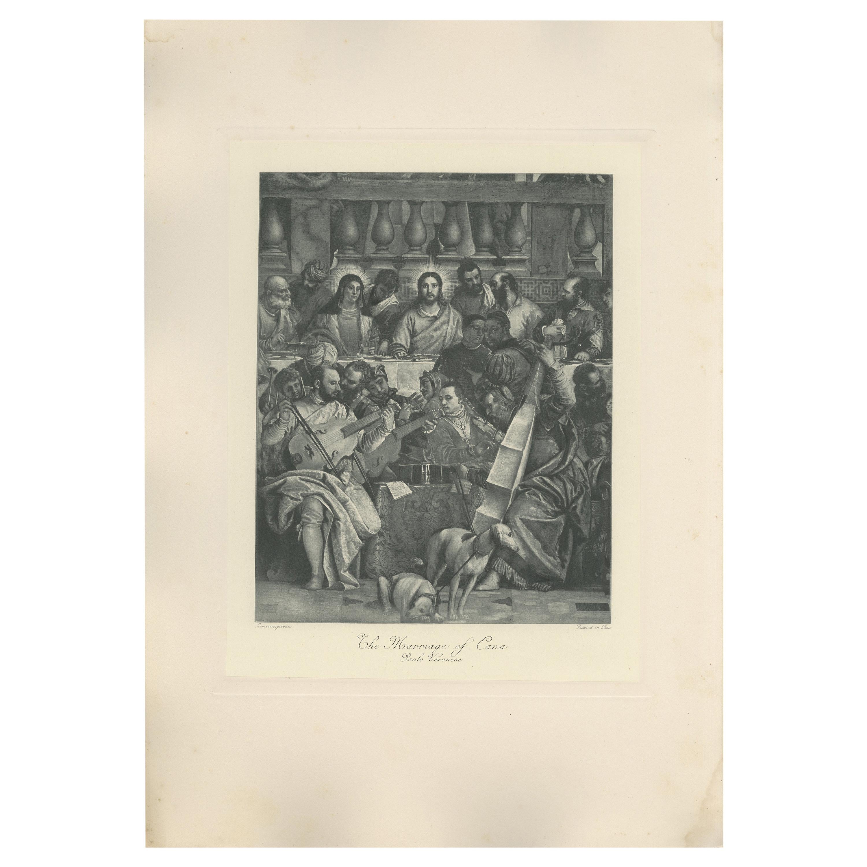 Antique Print of 'The Marriage of Cana' Made after Paolo Veronese 'c.1890' For Sale