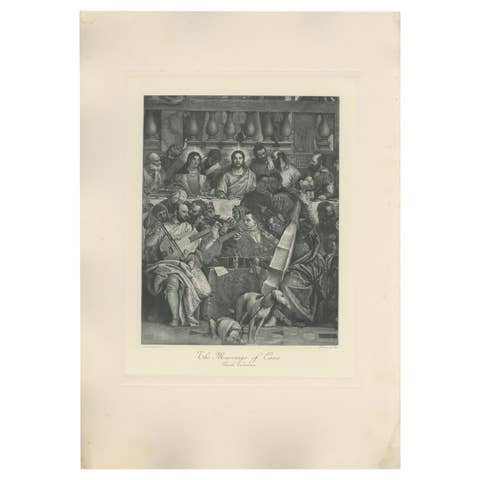 Antique Print of 'The Marriage of Cana' Made after Paolo Veronese 'c.1890'