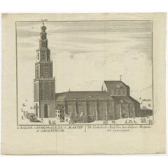 Antique Print of the 'Martinikerk' in Groningen Made After Harrewijn, c.1750