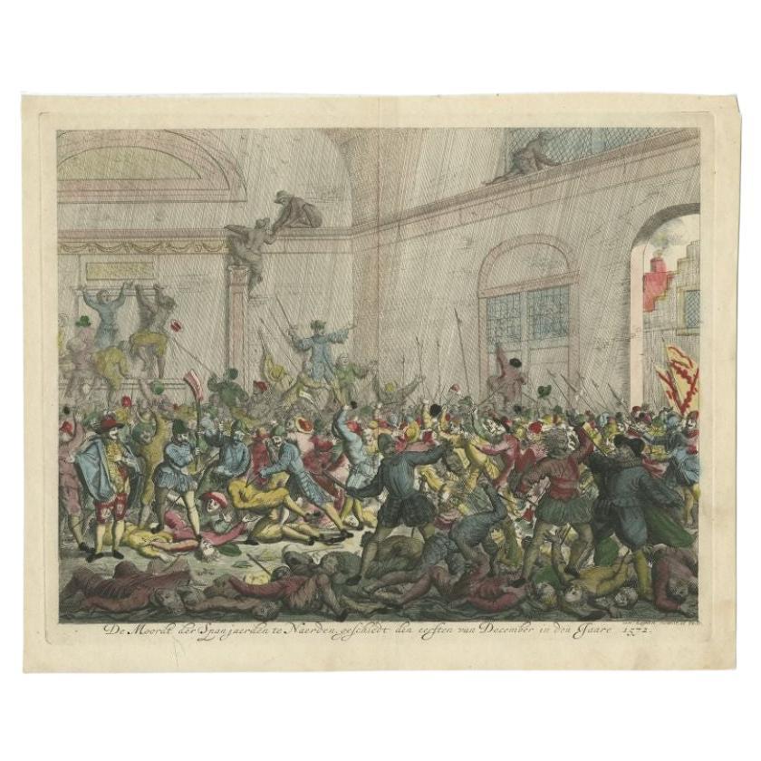 Antique Print of the Massacre in Naarden in the Netherlands, 1679 For Sale
