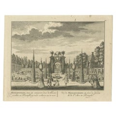 Estampe ancienne de l'élevage "Meergenoegen" par Stoopendaal, 1725